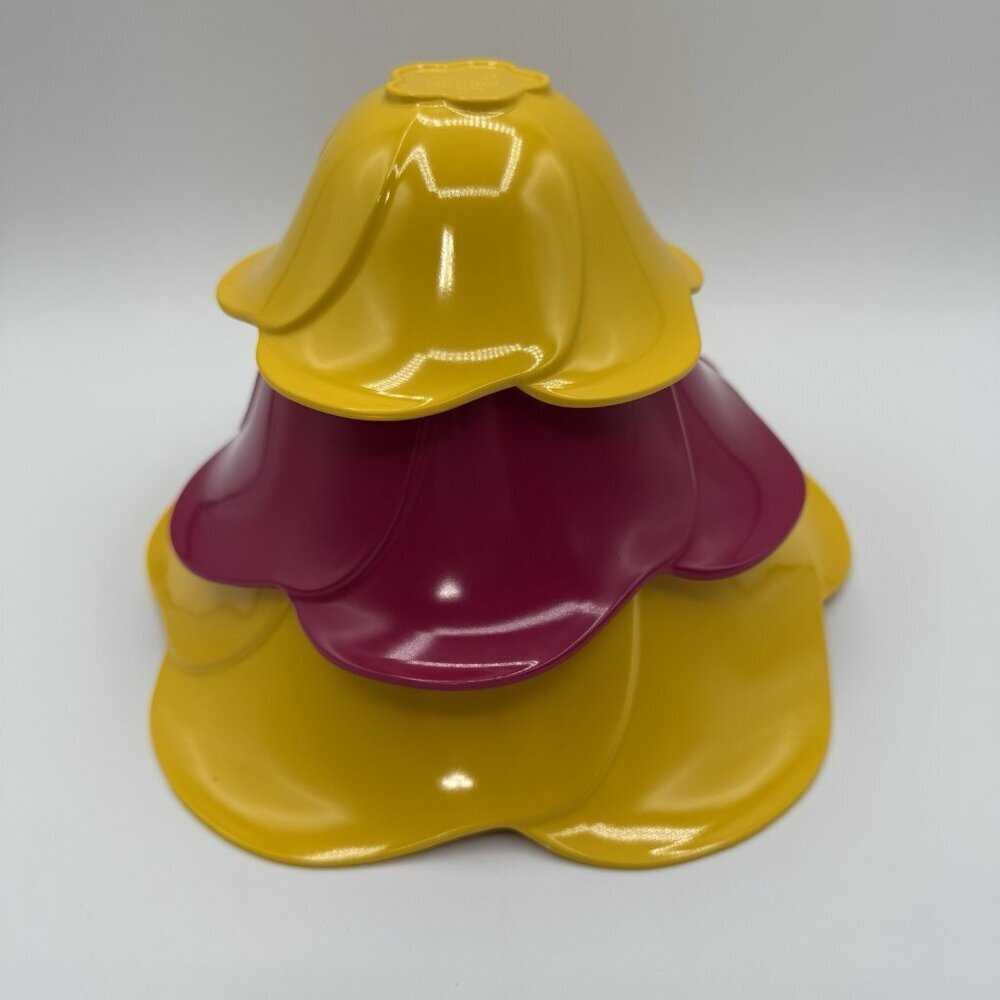 ZAK! Designs Mixing Bowls Nesting Melamine Flower Shaped 3 Pc Set EUC YellowPink - Picture 5 of 10